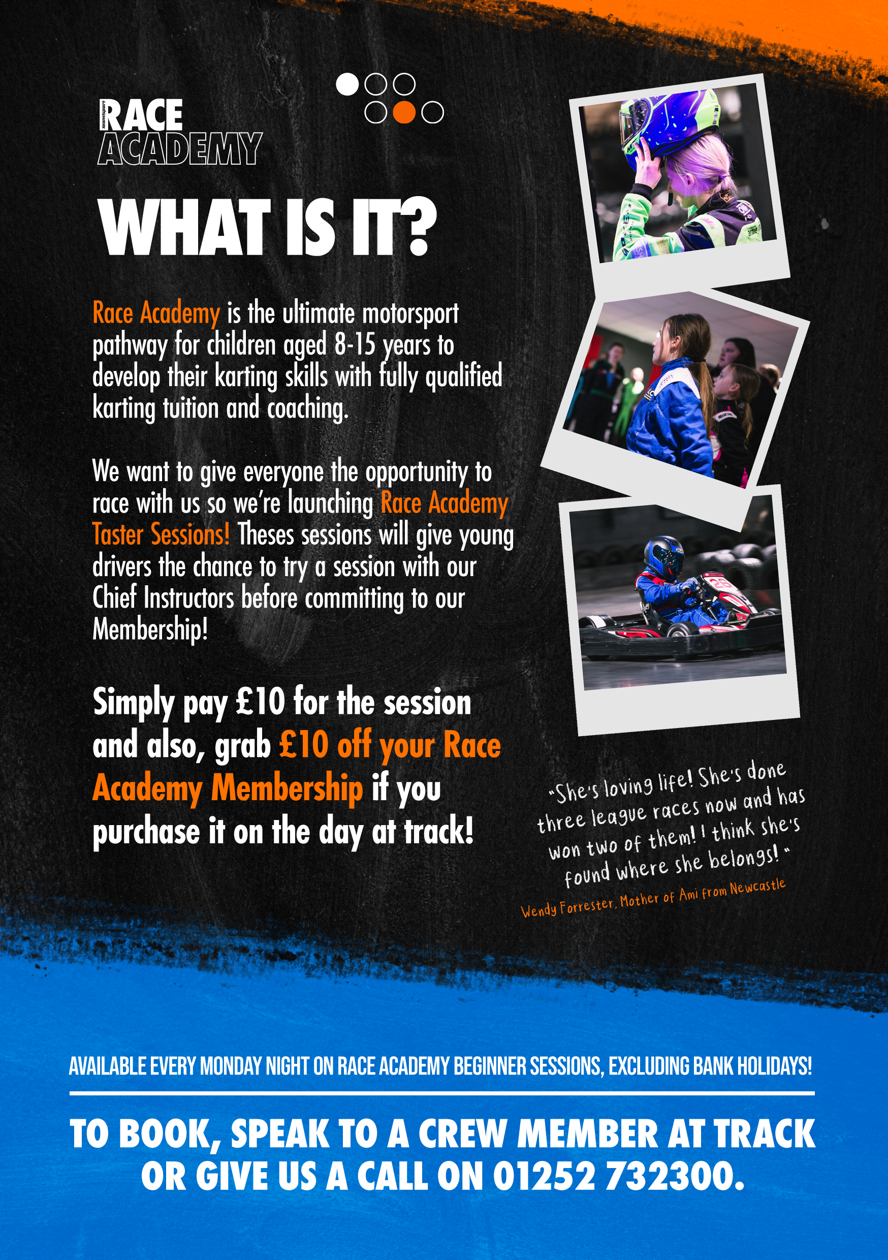 Back of the A5 taster session leaflet.